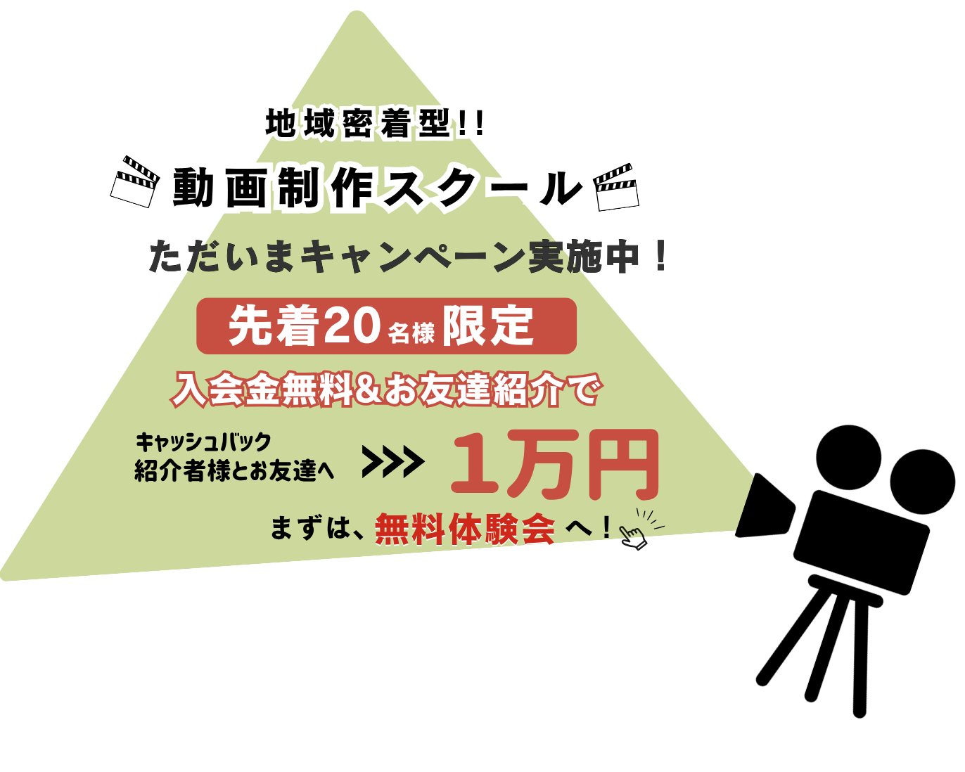 テレビ、CM、企業プロモーション、YouTube
経験豊富なプロクリエイターによる地域密着型動画スクール2024年4月開講予定
