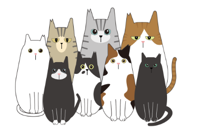 えどねこ — 8匹の猫のイラスト