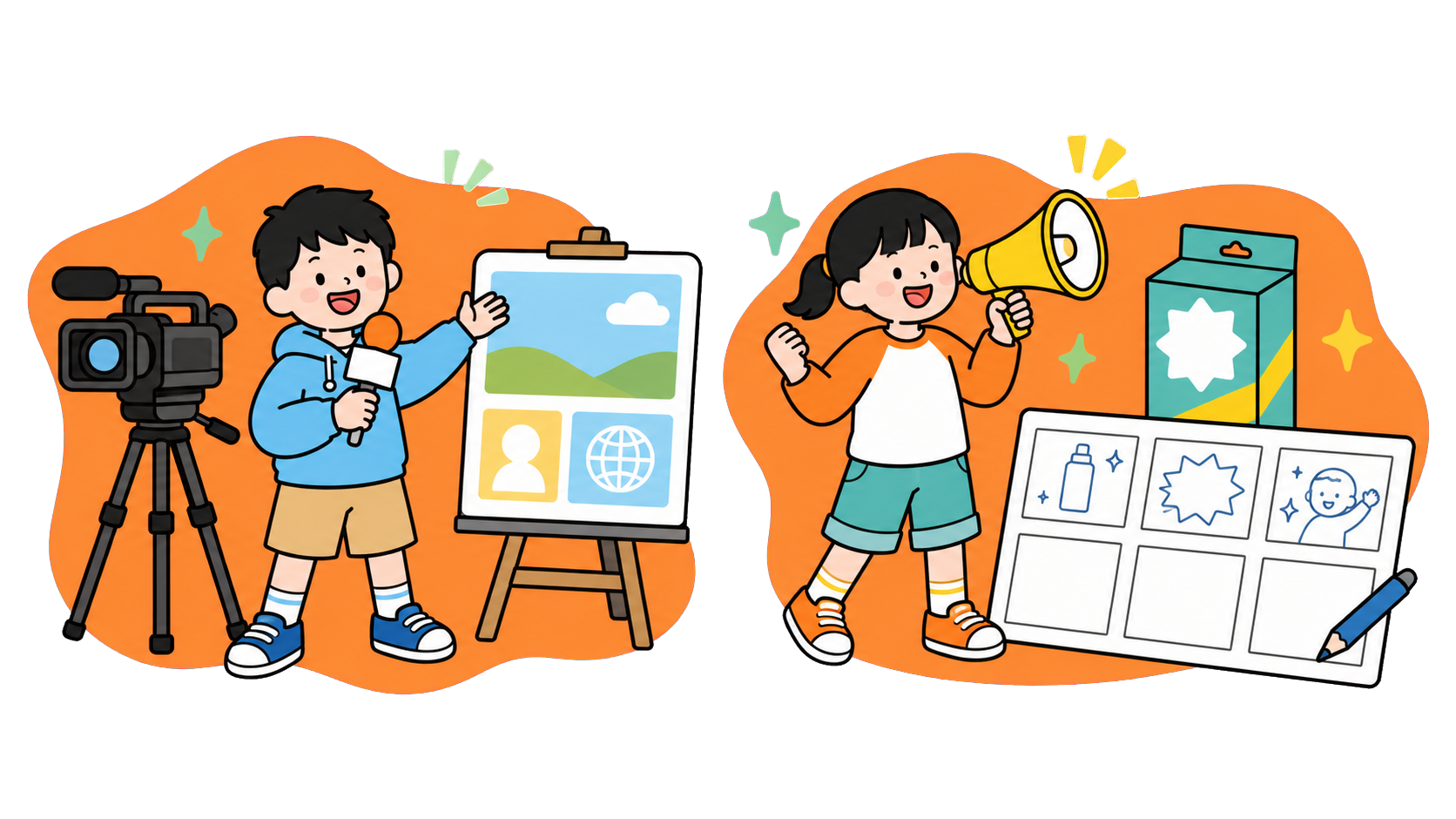 ニュース番組とCM制作のイラスト