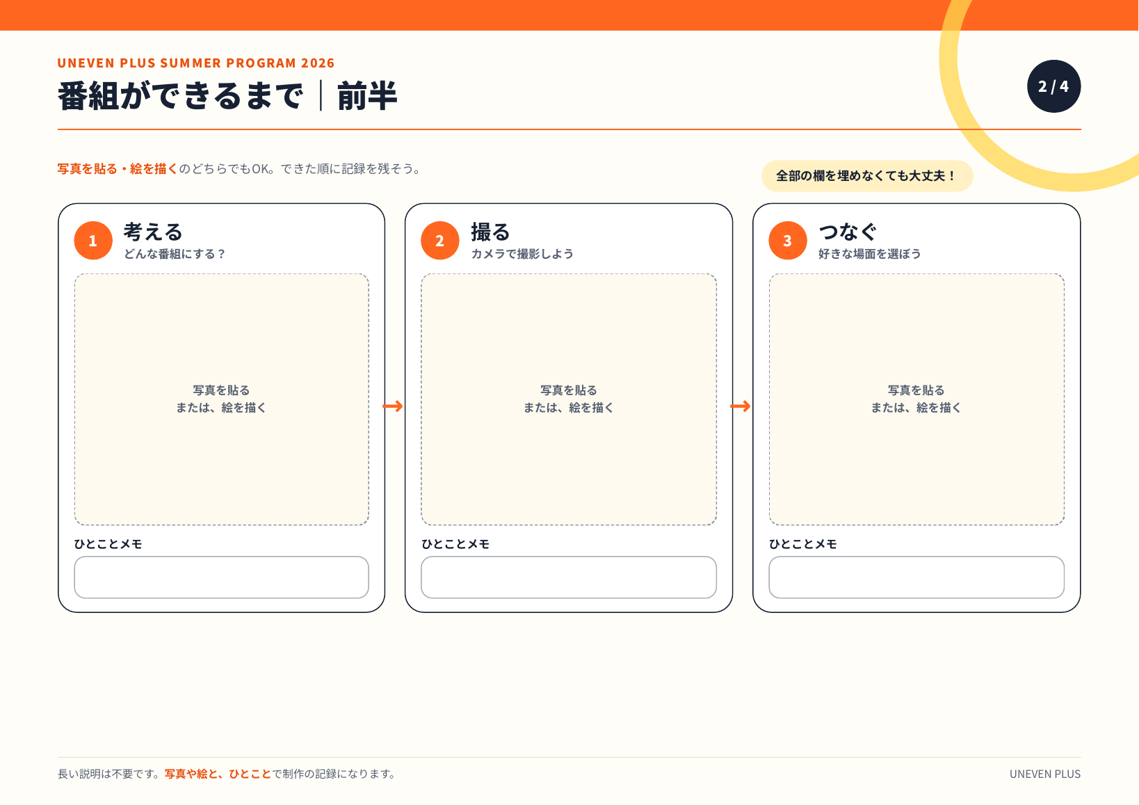 番組制作の流れを写真や絵で記録する自由研究ワークシート